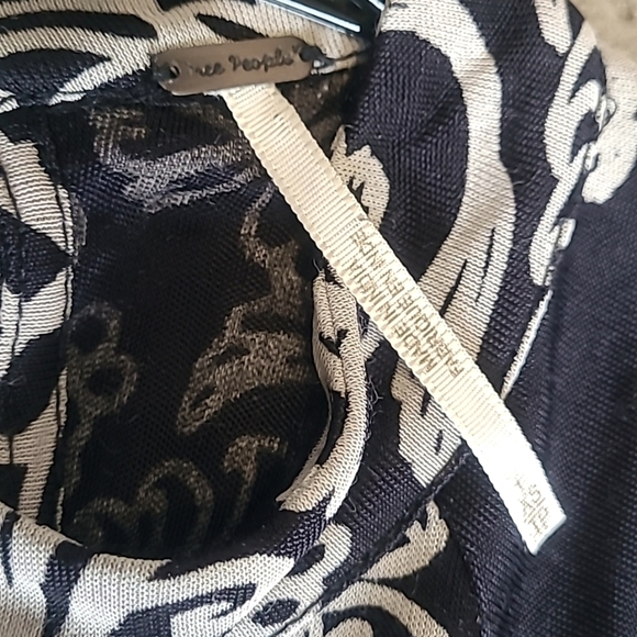 Free People Black Taupe Fiesta Floral Long Sleeve Mini Shift Dress Womens XS - Picture 5 of 14